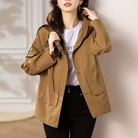 休闲外套女春秋新款大码女装宽松中老年妈妈纯棉气质百搭开衫上衣商品大图