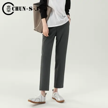 灰色直筒西装裤女春款2024新款小个子九分裤高腰显瘦休闲烟管裤子商品大图