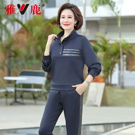 雅鹿中年妈妈运动服套装女春夏2024新款春装中老年跑步卫衣两件套商品大图