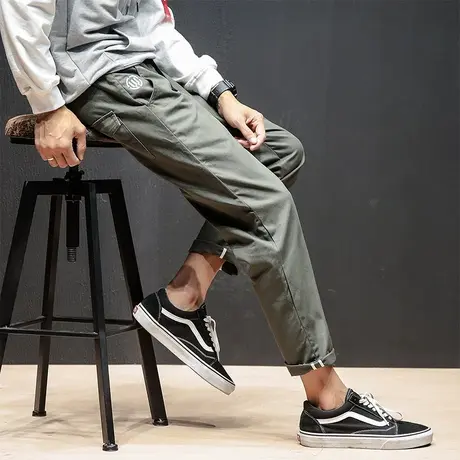 夏季薄款九分裤男宽松休闲裤男潮流百搭纯棉9分韩版裤子修身男裤商品大图