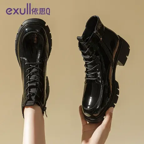 依思Q马丁靴女款靴子2023新款英伦风春秋季机车朋克短靴女鞋单靴商品大图