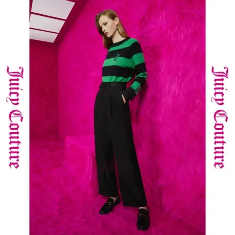 Juicy Couture橘滋低调百搭刺绣折裥女式休闲裤商品大图