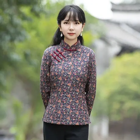 筠雅唐装女冬棉袄加厚保暖夹袄棉衣棉服新中式盘扣上衣中国风女装商品大图