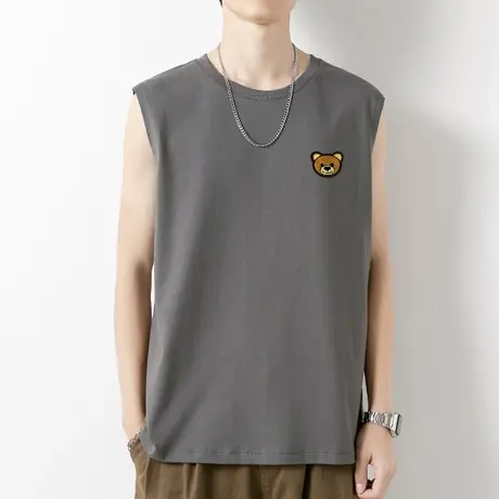 纯棉背心男潮小熊无袖t恤夏季外穿宽松健身运动坎肩篮球跨栏宽肩商品大图