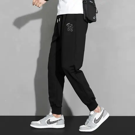 春秋季长裤子男韩版潮流百搭休闲运动裤九分抽绳小脚束脚小熊卫裤商品大图