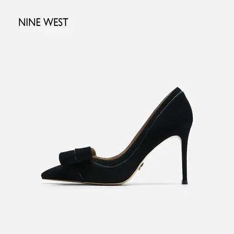 Nine West/玖熙反绒蝴蝶结气质优雅2023秋新款尖头浅口超高跟单鞋商品大图