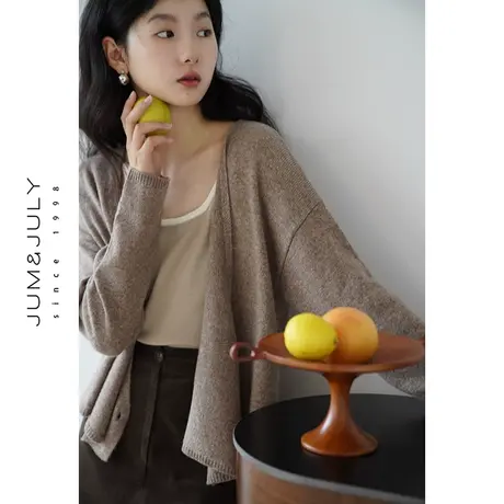 嘉茱莉2023秋季新款羊毛针织衫外套女薄款开衫针织上衣设计感小众商品大图