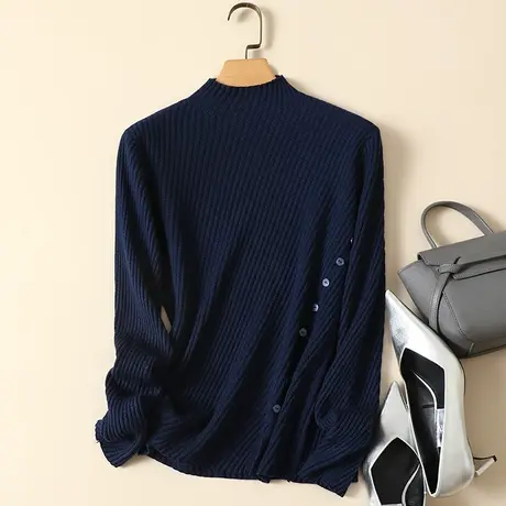 半高领毛衣套头打底衫女秋冬2022年新款内搭爆款百搭洋气针织衫女商品大图