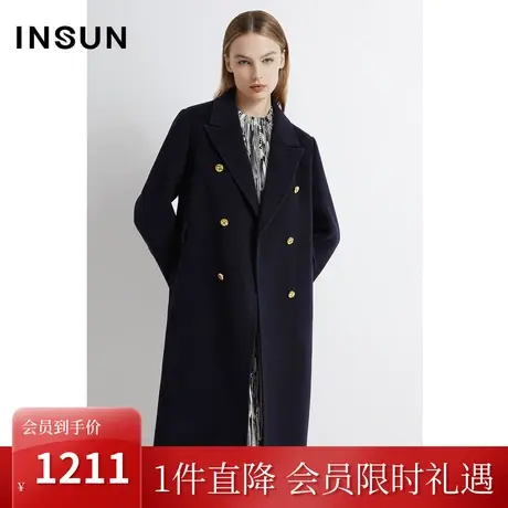 恩裳2022冬季舒适大衣复古金属扣西装式呢子大衣毛呢外套商品大图
