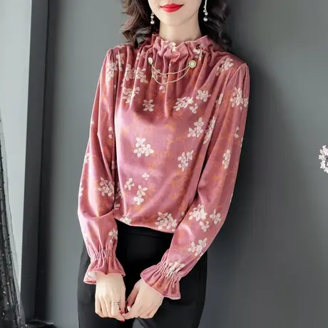 欧货洋气内搭打底衫女春秋冬季中领2023今年新款加绒时尚妈妈漂亮图片