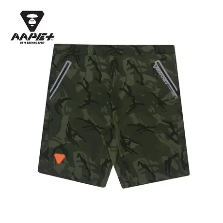 AAPE+运动男装春夏撞色猿颜徽章反光字母印花迷彩休闲短裤6774XBG商品大图