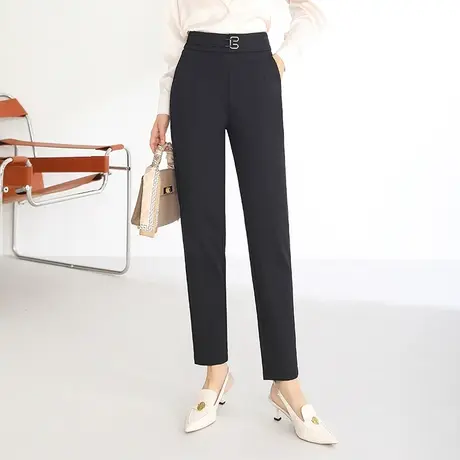 气质直筒小西裤女2023秋季新款显瘦高腰OL职业小脚裤时尚休闲裤子商品大图