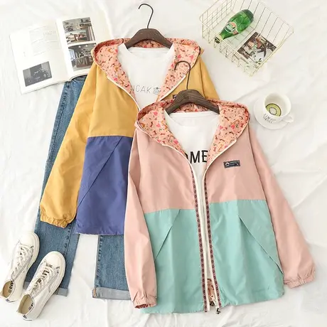 2020春夏新款韩版两面穿外套女宽松百搭风衣学生棒球服休闲短外套图片