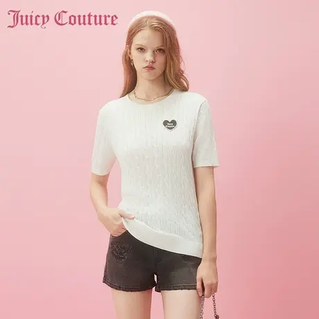 Juicy Couture橘滋2024早春日穿搭新装款刺绣绞花女士针织衫上衣图片