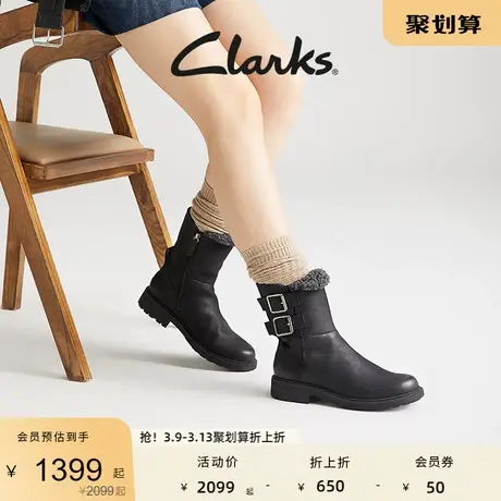 Clarks其乐奥芮系列女鞋冬季复古英伦优雅骑士靴舒适时尚女靴图片