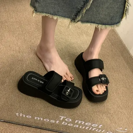 2024新款网红超火小众高级感厚底凉拖鞋女夏季外穿时尚百搭配裙子图片