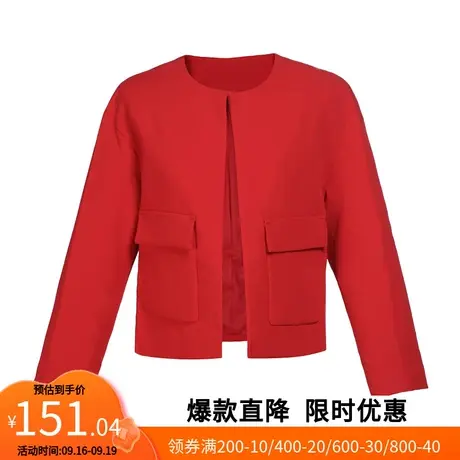 【艾格】2022新款休闲落肩外套女文艺简约长袖短款上衣官方旗舰店商品大图