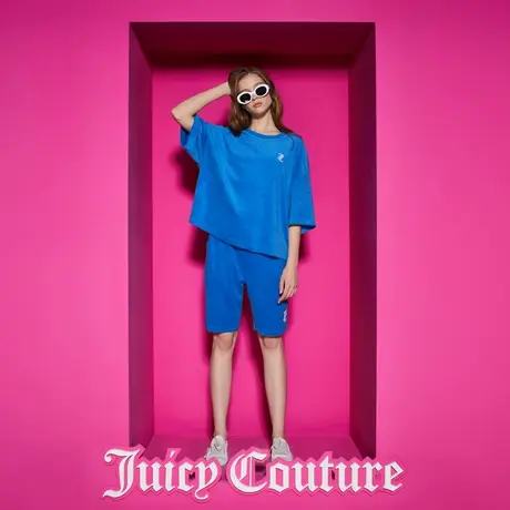 Juicy Couture橘滋2023新款克莱因绣花阔版女T恤图片