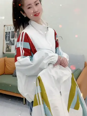 欧洲站2023春季新款拼色宽松防晒衣立领冲锋衣休闲减龄防风短外套商品大图