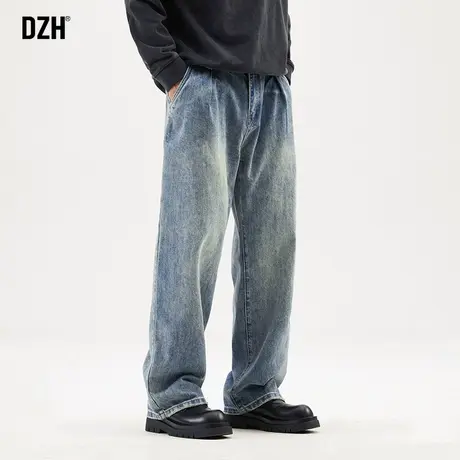 男生蓝色纯棉牛仔裤男春秋款宽松直筒休闲裤子2023新款长裤牛子裤商品大图