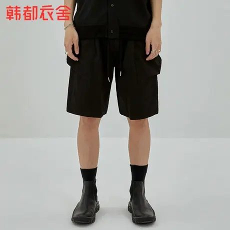 韩都衣舍休闲百搭工装裤2024春季新款大口袋设计宽松短裤NZZ0847图片