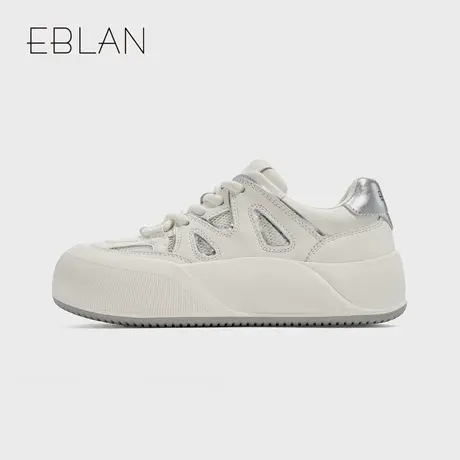 EBLAN/伊伴女鞋低帮舒适板鞋2024年秋季新款时尚潮流休闲小白鞋商品大图
