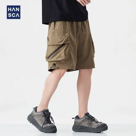 hansca宽松大码工装短裤男2025夏季薄款口袋潮牌美式休闲五分裤图片