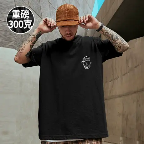 300g美式重磅潮牌宽松T恤胖子短袖男加肥加大码ins男装夏季潮流夏商品大图