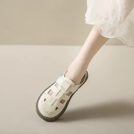 包头凉鞋女2025年夏季外穿仙女风洞洞鞋两穿厚底半拖沙滩罗马凉鞋商品大图