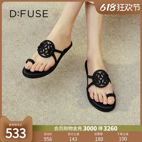 【博主同款】Dfuse迪芙斯平底拖鞋2024新款镭射立体logo套趾凉拖商品大图