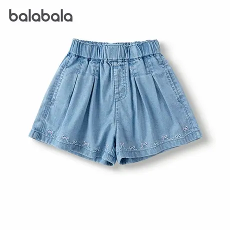 巴拉巴拉童装儿童短裤女童牛仔裤2025夏季新款A字裙裤蝴蝶结抑菌商品大图