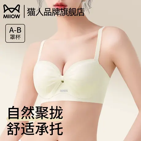 猫人小胸聚拢显大内衣夏薄款舒适透气无痕提拉收副乳无钢圈文胸罩图片