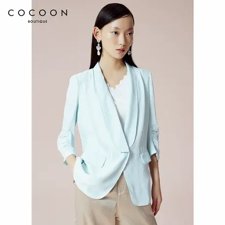 COCOON商场同款通勤H版上衣2022夏装新款女装气质翻领西装外套女图片
