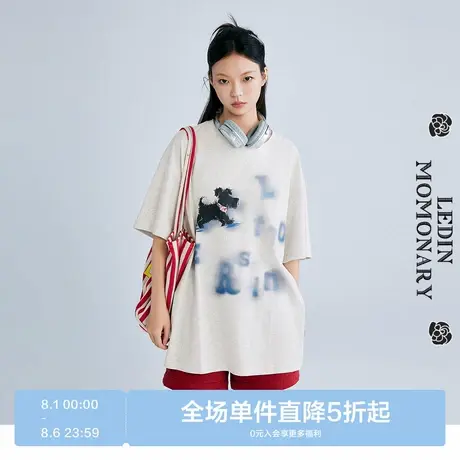 【商场同款】乐町字母小狗宽松短袖T恤夏季新款白色短袖C2CNF2509图片