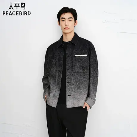 【商场同款】太平鸟男装 秋季潮流泼墨提花夹克男外套B1BJF3444商品大图