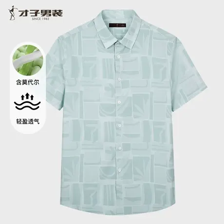 【商场同款】才子男装舒适莫代尔休闲衬衫男2025夏季衬衣断码清仓图片