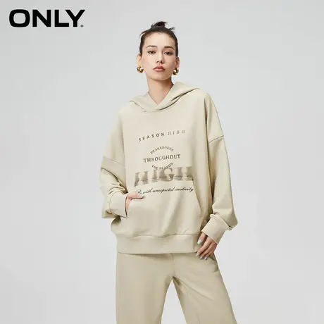 ONLY2023冬季新款时尚休闲字母宽松连帽落肩长袖卫衣女|12349S040商品大图
