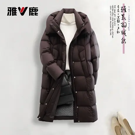 雅鹿官方秋冬新款中长款加厚御寒保暖小个子休闲女装羽绒服防寒红商品大图