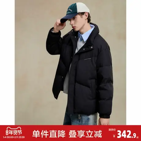 唐狮2026冬季新款男羽绒服立领肌理感厚外套金属标细节厚外套保暖商品大图