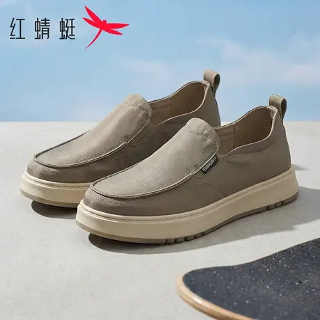 红蜻蜓男鞋2026春季轻便百搭外穿休闲布鞋一脚蹬舒适透气懒人鞋子商品大图