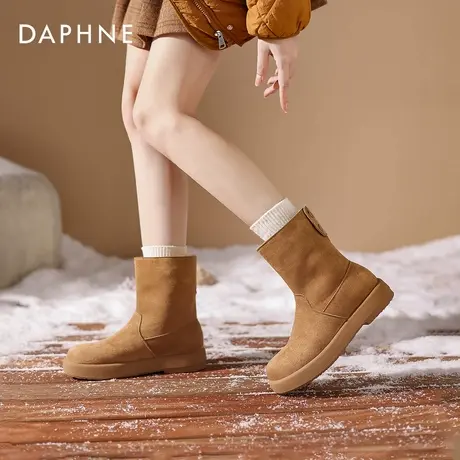 达芙妮美拉德复古西部骑士靴2025年秋冬女款厚底中筒短靴雪地靴子图片