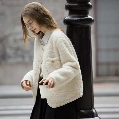 唐狮秋冬小外套女洋气名媛风高级气质女羔毛小香风短款外套TUTA图片