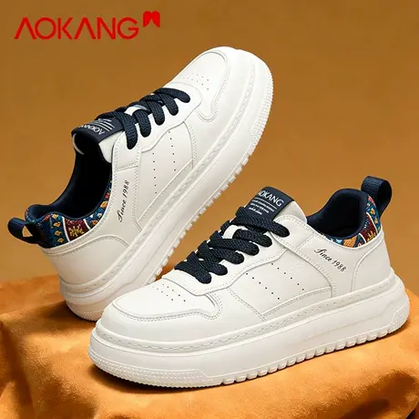 奥康小白鞋男款2026新款春季休闲百搭板鞋男增高透气时尚运动潮鞋商品大图