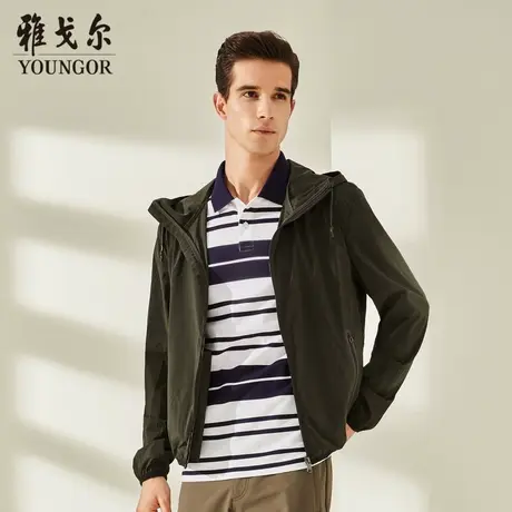 雅戈尔奥莱清仓男装连帽夹克男士秋冬中年人百搭薄款休闲外套男商品大图