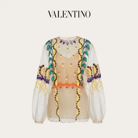 【季末优惠】华伦天奴VALENTINO女士 TULLE ILLUSIONE 刺绣上衣商品大图