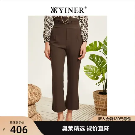 YINER音儿女装2022秋季新款松紧腰直筒休闲裤商品大图