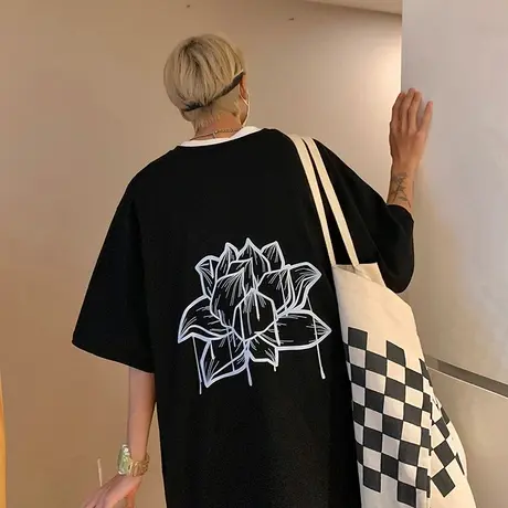 美式t恤男oversize夏季宽松潮流上衣ins港风百搭衣服嘻哈潮牌短袖商品大图