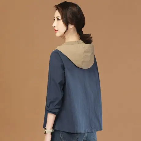 韩潮袭人连帽拼接撞色长袖休闲外套女2024春季新款百搭显瘦棒球服图片