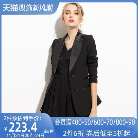 aui欧洲站黑色小西装外套女设计感小众2023春秋新款正装修身西服商品大图