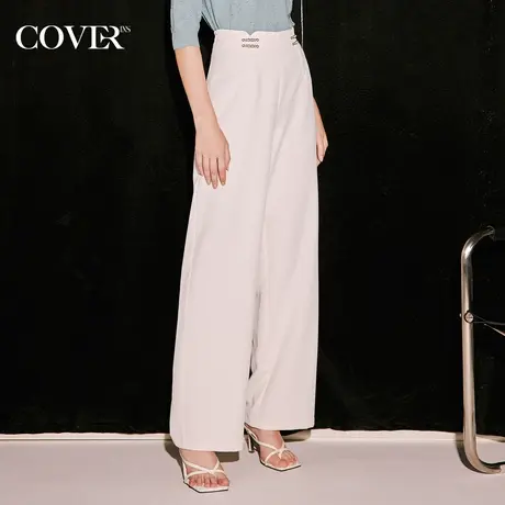 COVER秋季新中式盘扣直筒裤抗皱阔腿裤图片